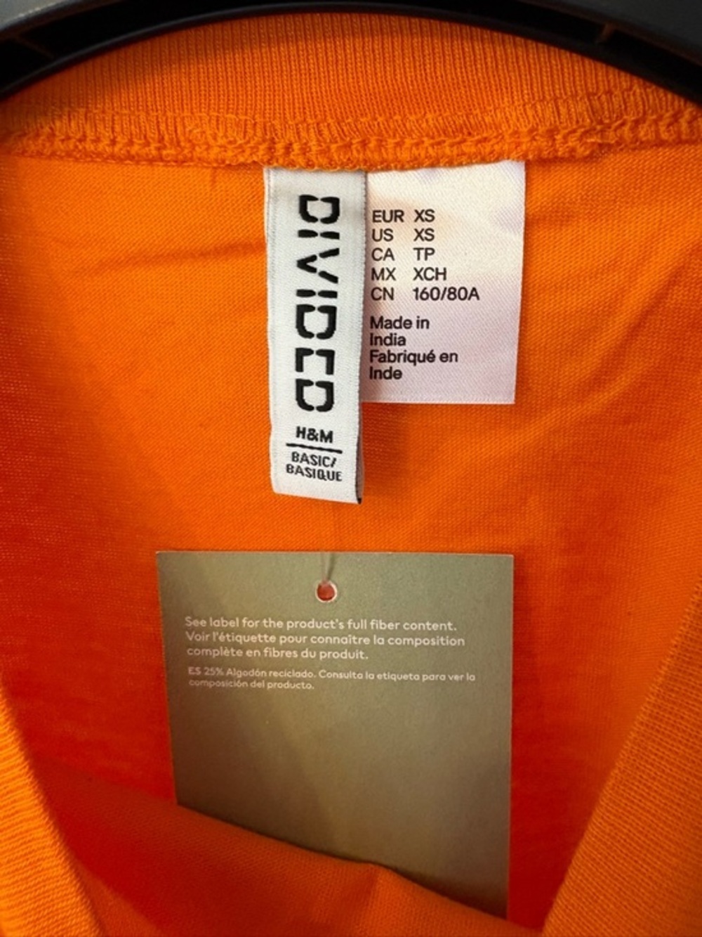 New H&M Orange Crewneck Cropped T-Shirt Size Small Cotton - Picture 6 of 12